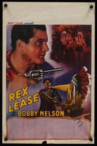 3j652 REX LEASE & BOBBY NELSON Belgian '50s stock western poster, cool art!