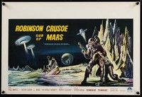 3j656 ROBINSON CRUSOE ON MARS Belgian '64 sci-fi art of Paul Mantee & his man Friday Victor Lundin!
