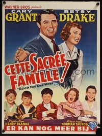 3j657 ROOM FOR ONE MORE Belgian '52 great artwork of Cary Grant & Betsy Drake!