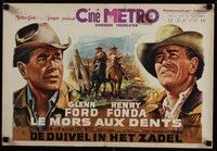 3j659 ROUNDERS Belgian '65 great artwork of cowboys Glenn Ford & Henry Fonda!