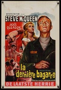 3j678 SOLDIER IN THE RAIN Belgian '64 art of misfit soldier Steve McQueen & Tuesday Weld!