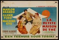 3j700 TEAHOUSE OF THE AUGUST MOON Belgian '56 art of Asian Marlon Brando, Glenn Ford & Machiko Kyo!