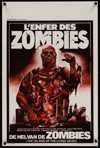 3j744 ZOMBIE Belgian '79 Lucio Fulci, different Landi art of zombies in New York City!