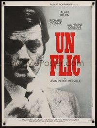 3j102 DIRTY MONEY French 23x32 '72 Jean-Pierre Melville's Un Flic, close up of smoking Alain Delon