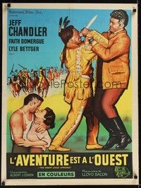 3j111 GREAT SIOUX UPRISING French 23x32 '54 different art of Jeff Chandler & Faith Domergue!