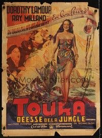3j113 HER JUNGLE LOVE French 23x32 '38 sexy tropical Dorothy Lamour, Ray Milland
