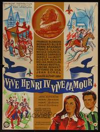 3j120 LONG LIVE HENRY IV LONG LIVE LOVE French 23x31 '61 cool medieval art by Guy Gerard Noel!