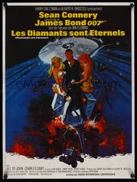 3j132 DIAMONDS ARE FOREVER French 16x22 R80s art of Sean Connery as James Bond by Robert McGinnis!