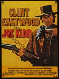 3j144 JOE KIDD French 15x21 '72 John Sturges, great Mascii artwork of Clint Eastwood!