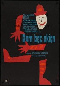 3j187 IMPOSSIBLE GOODBYE Polish 23x33 '62 great wacky art of circus clown by Wiktor Gorka!