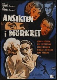 3j024 FACES IN THE DARK Swedish '60 David Eady, John Gregson, Mai Zetterling, Bjorne art!