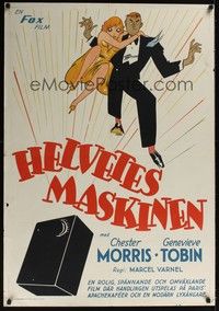 3j042 INFERNAL MACHINE Swedish '33 cool artwork of Chester Morris, Genevieve Tobin!