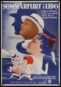 3j053 LOVE WHISPERS Swedish '35 Geza von Bolvary's Es flustert die liebe, wacky & dramatic art!