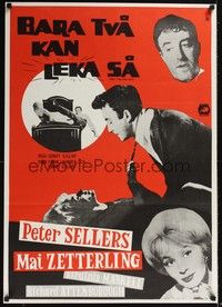 3j061 ONLY TWO CAN PLAY Swedish 24x34 '62 Peter Sellers & Mai Zetterling, wacky images by Aberg!