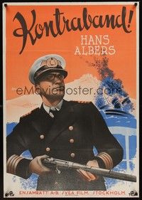 3j082 UNTER HEISSEM HIMMEL Swedish '36 Rohman artwork of Hans Albers holding rifle!