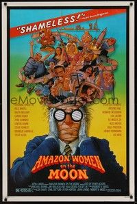 3k020 AMAZON WOMEN ON THE MOON 1sh '87 Joe Dante, cool wacky artwork of cast by William Stout!