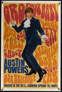 3k034 AUSTIN POWERS: INT'L MAN OF MYSTERY teaser 1sh '97 Mike Myers is frozen in the 60s!