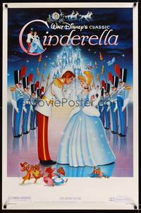 3k095 CINDERELLA 1sh R87 Walt Disney classic romantic cartoon, image of prince & mice!