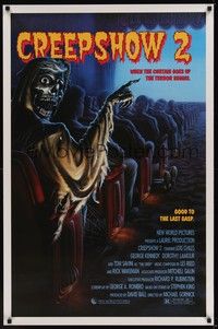 3k117 CREEPSHOW 2 1sh '87 Tom Savini, great Winters artwork of skeleton guy in theater!