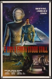 3k123 DAY THE EARTH STOOD STILL signed 1sh R94 by Robert Wise, art of Gort & Michael Rennie!