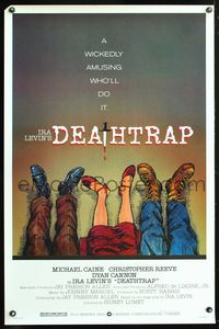 3k126 DEATHTRAP style A 1sh '82 art of dead Chris Reeve, Michael Caine & Dyan Cannon's feet!