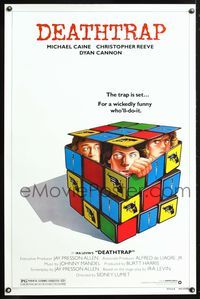 3k127 DEATHTRAP style B 1sh '82 art of Chris Reeve, Michael Caine & Dyan Cannon in Rubik's Cube!