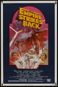 3k160 EMPIRE STRIKES BACK 1sh R82 George Lucas sci-fi classic, cool artwork by Tom Jung!