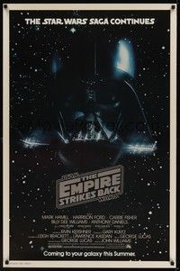 3k161 EMPIRE STRIKES BACK advance 1sh '80 George Lucas sci-fi classic, cool image of Darth Vader!