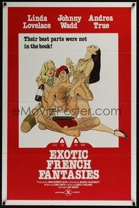 3k170 EXOTIC FRENCH FANTASIES 1sh '74 Linda Lovelace & John Holmes as Johnny Wadd!