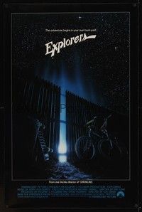 3k171 EXPLORERS int'l 1sh '85 directed by Joe Dante, the adventure begins in your own back yard!