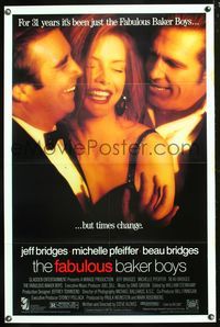 3k174 FABULOUS BAKER BOYS DS 1sh '89 Jeff & Beau Bridges, sexy Michelle Pfeiffer!