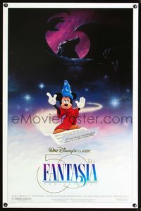 3k177 FANTASIA DS 1sh R90 great image of Mickey Mouse, Disney musical classic!