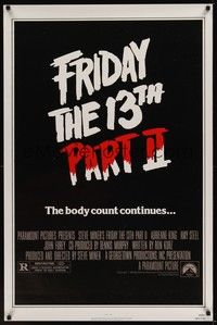 3k194 FRIDAY THE 13th PART II 1sh '81 summer camp slasher horror sequel, the body count continues!