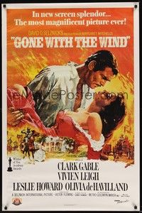 3k205 GONE WITH THE WIND 1sh R89 Clark Gable, Vivien Leigh, all-time classic, Terpning art!