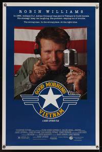3k206 GOOD MORNING VIETNAM 1sh '87 Vietnam War radio DJ Robin Williams, directed by Barry Levinson