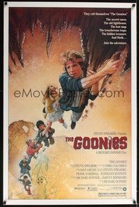 3k207 GOONIES 1sh '85 Josh Brolin, teen adventure classic, Drew Struzan art!