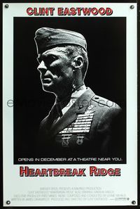 3k223 HEARTBREAK RIDGE advance 1sh '86 Clint Eastwood all decked out in uniform & medals!