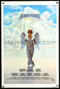 3k225 HEAVEN CAN WAIT int'l 1sh '78 art of angel Warren Beatty wearing sweats, football!