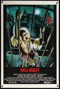3k230 HELL NIGHT 1sh '81 artwork of Linda Blair trying to escape haunted house by Jarvis!