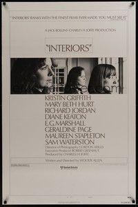 3k252 INTERIORS style B 1sh '78 Woody Allen, Diane Keaton, Mary Beth Hurt, Kristin Griffith
