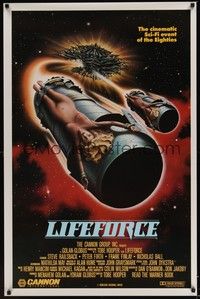 3k279 LIFEFORCE int'l 1sh '85 Tobe Hooper directed, sexy space vampire, cool sci-fi art!