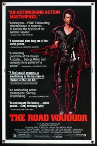3k291 MAD MAX 2: THE ROAD WARRIOR style B 1sh '81 full-length image of Mel Gibson!