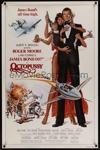 3k331 OCTOPUSSY 1sh '83 art of sexy Maud Adams & Roger Moore as James Bond by Daniel Gouzee!