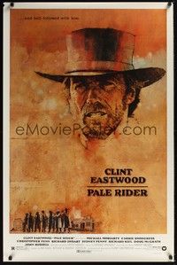 3k343 PALE RIDER 1sh '85 great artwork of cowboy Clint Eastwood by C. Michael Dudash!