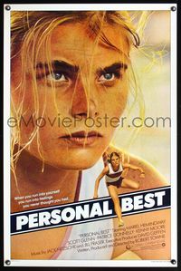 3k348 PERSONAL BEST teaser 1sh '82 great close-up of athletic determined Mariel Hemingway!