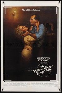 3k359 POSTMAN ALWAYS RINGS TWICE int'l 1sh '81 art of Jack Nicholson & Jessica Lange by Rudy Obrero!