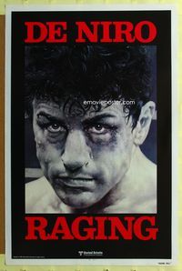 3k366 RAGING BULL teaser 1sh '80 Martin Scorsese, classic close up boxing image of Robert De Niro!