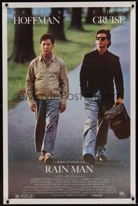3k370 RAIN MAN 1sh '88 Tom Cruise & autistic Dustin Hoffman, directed by Barry Levinson!