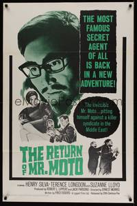 3k374 RETURN OF MR. MOTO 1sh '65 Asian detective Henry Silva is now the famous secret agent!