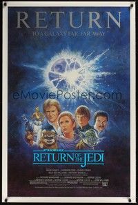 3k376 RETURN OF THE JEDI 1sh R85 George Lucas classic, Mark Hamill, Harrison Ford, Jung artwork!